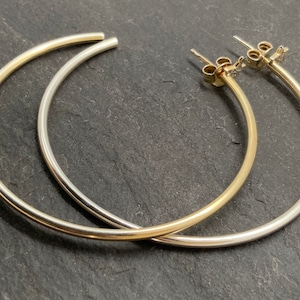 Vintage Large Sterling Silver Hoop Earrings