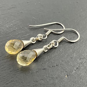 Vintage Sterling Silver Citrine Fancy Dangle Earrings