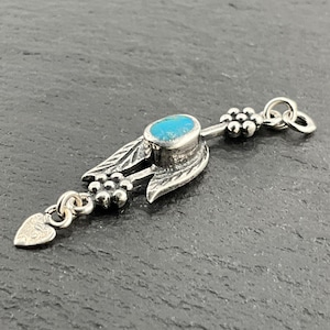 Vintage Turquoise Floral Sterling Silver Pendant Necklace