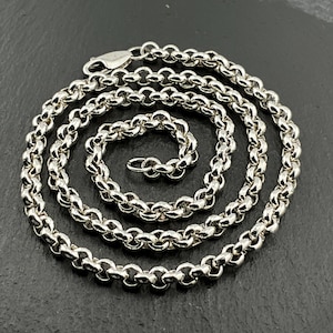 Vintage Heavy Sterling Silver Rolo Belcher Link Necklace