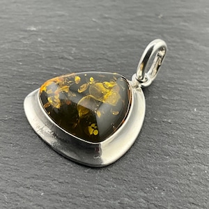 Vintage Amber Sterling Silver Pendant