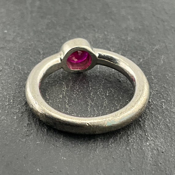 Vintage Ruby Sterling Silver Solitaire Ring, UK S… - image 5