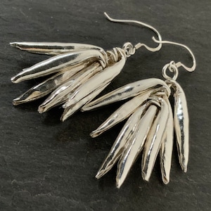 Vintage Heavy Sterling Silver Dangle Cross Hoop Earrings
