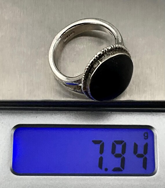 Bague Vintage En Argent 925 - Cabochon Onyx Et Pierre De Lune - Taille 53