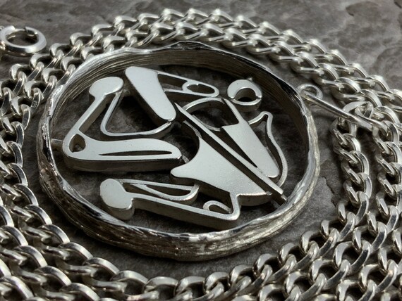 Vintage Large Sterling Silver Sagittarius Pendant Necklace Etsy