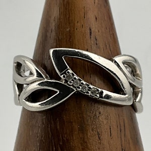 Vintage Diamant Sterling Silber Bandring, UK Größe N, US Größe 17,5, US Größe 52 3/4
