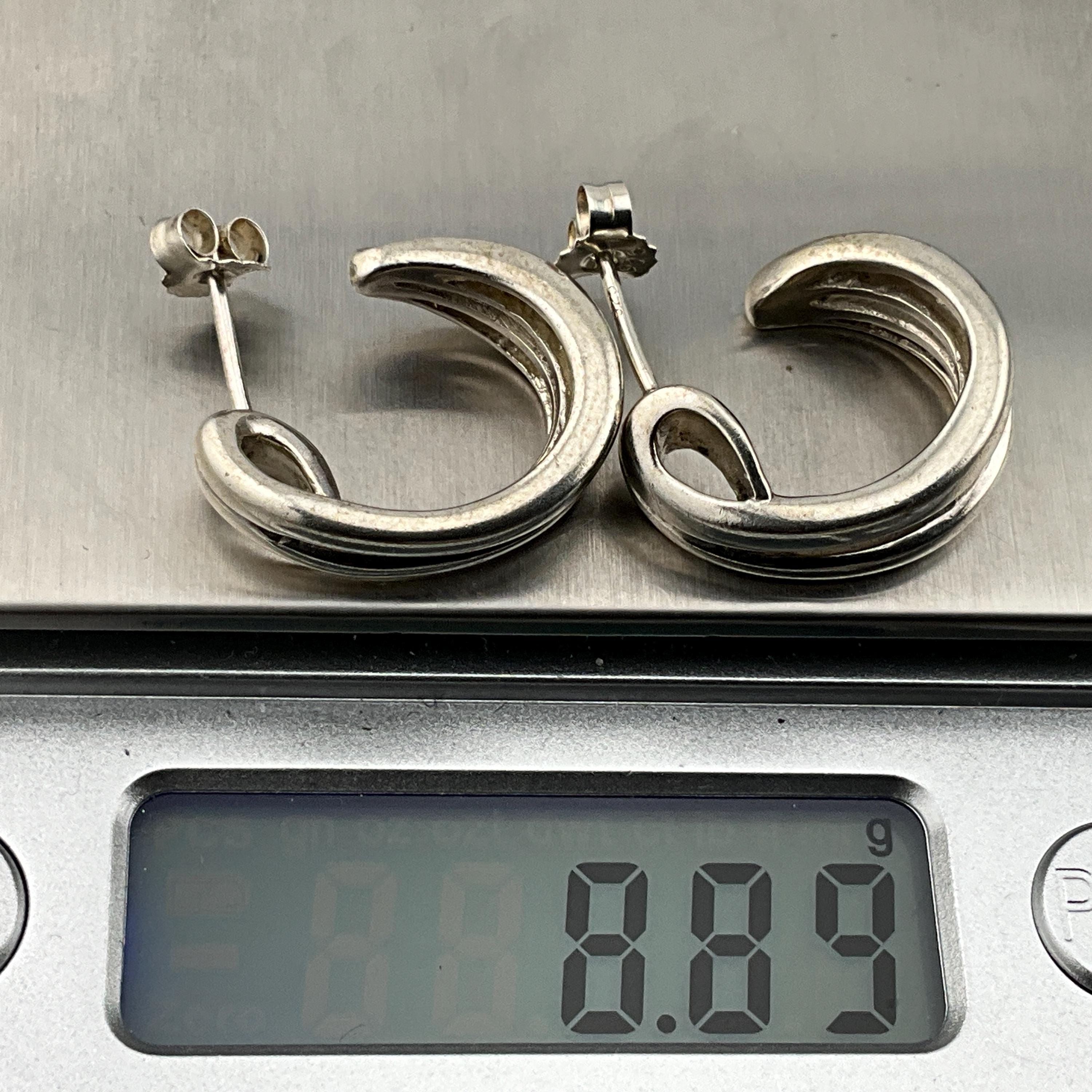 Vintage Sterling Silver Hoop Drop Stud Earrings - Etsy