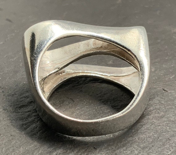 Vintage Sterling Silver Swirl Band Ring, UK Size … - image 5