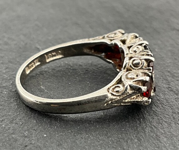Vintage Garnet Sterling Silver Statement Ring, UK… - image 4
