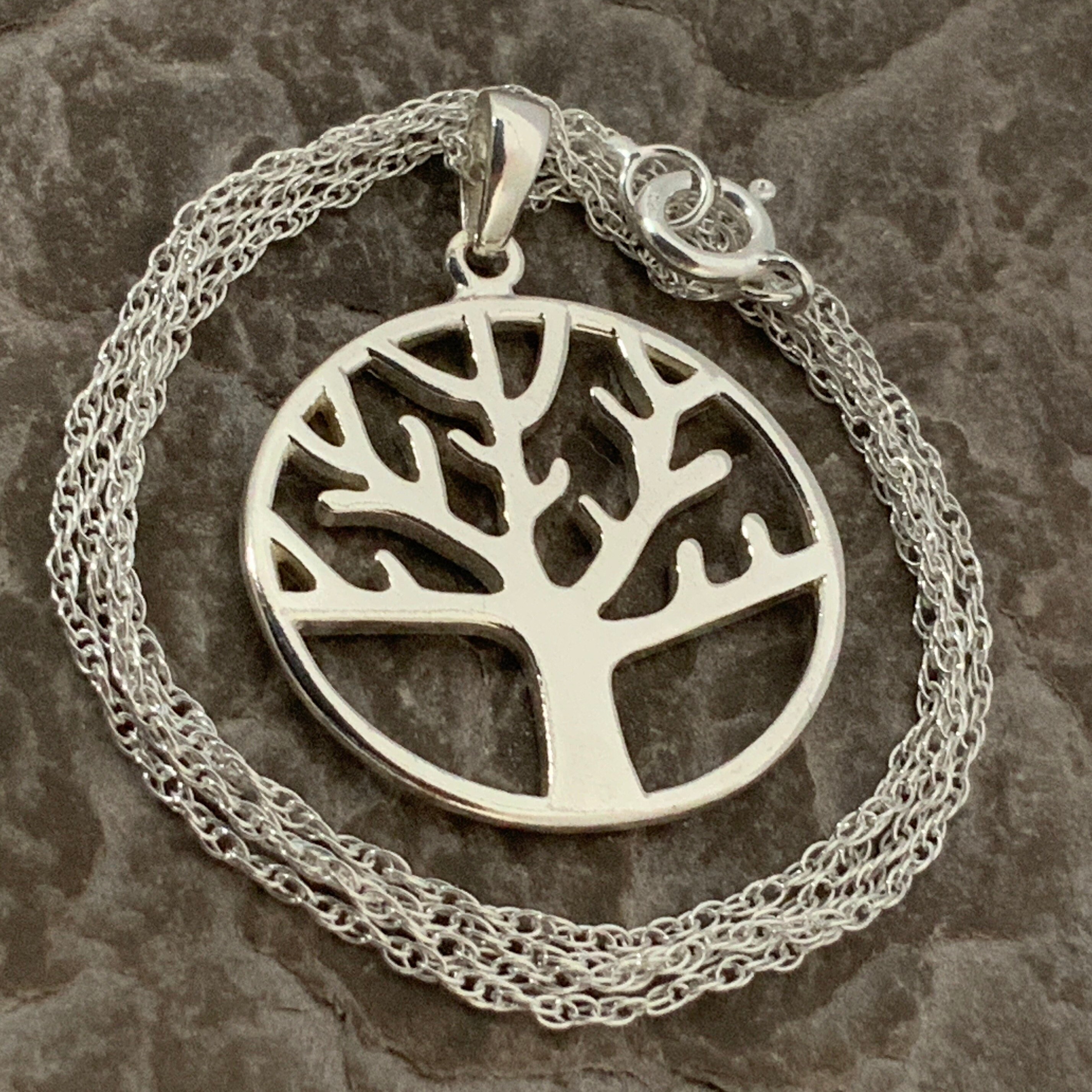 Vintage Solid Sterling Silver Tree of Life Pendant Necklace - Etsy