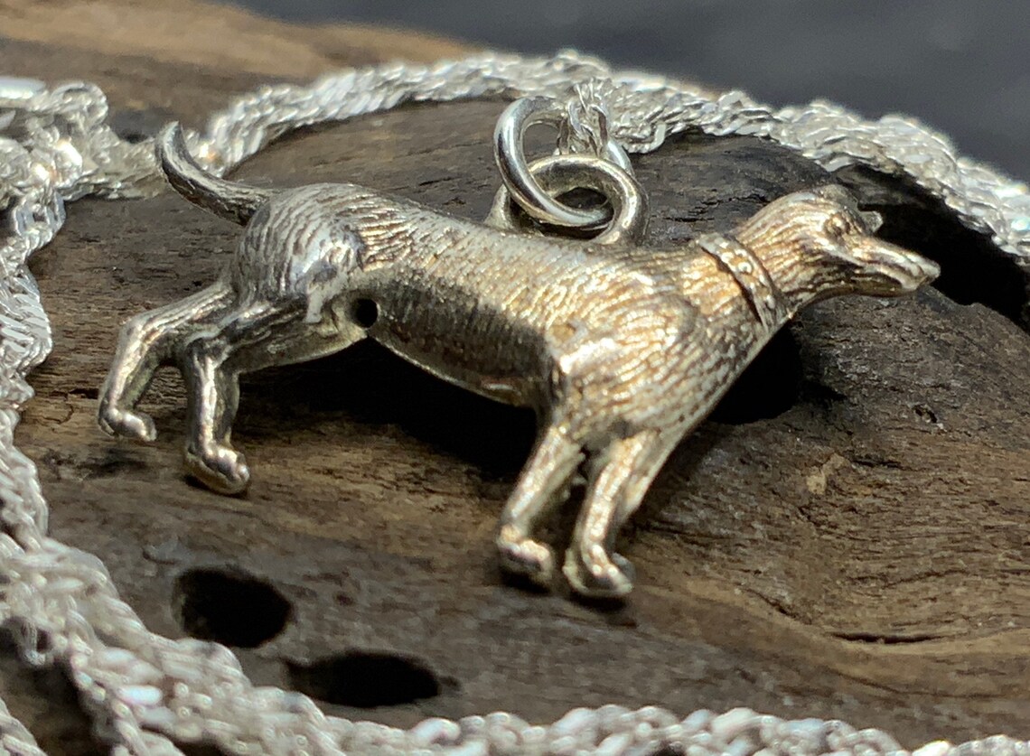 Vintage Sterling Silver Dog Pendant Necklace Etsy UK