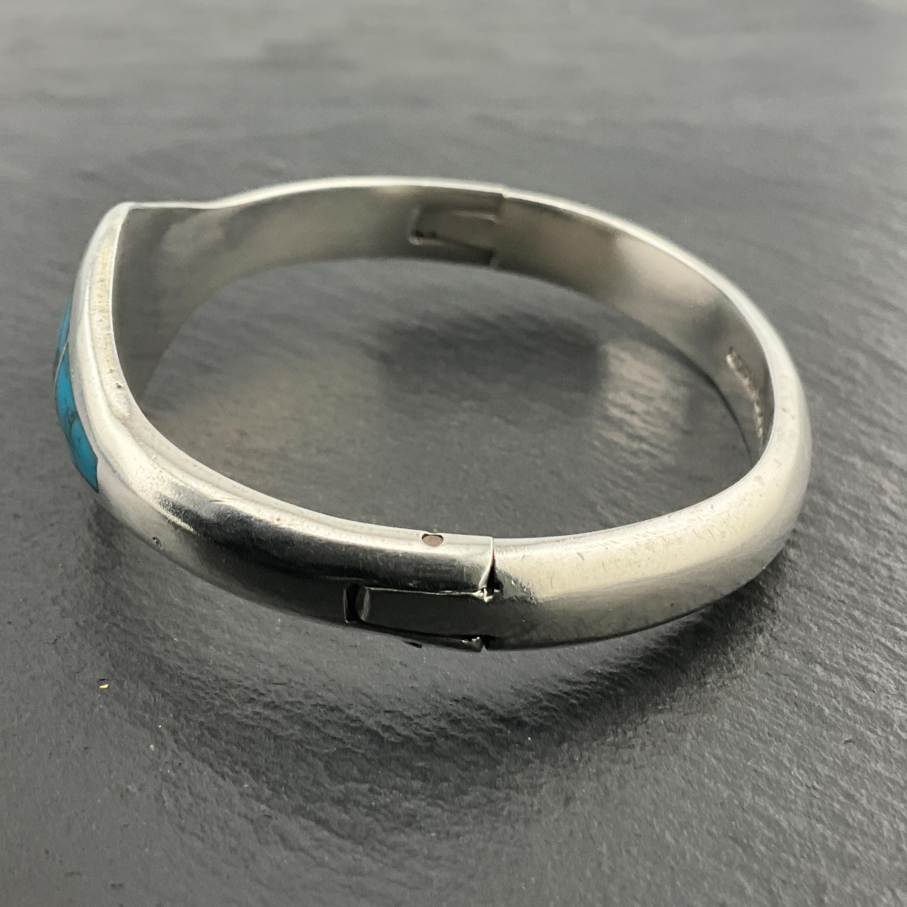 ヴィンテージ ヘビー スターリング シルバー ターコイズ ヒンジ