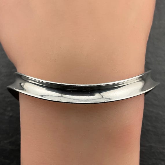 Vintage Solid Sterling Silver Stacker Wave Bangle - image 2