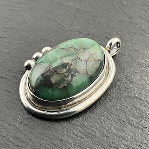 Vintage Turquoise Sterling Silver Oval Pendant