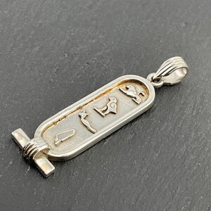 Vintage Egyptian Hieroglyphics Sterling Silver Pendant Necklace