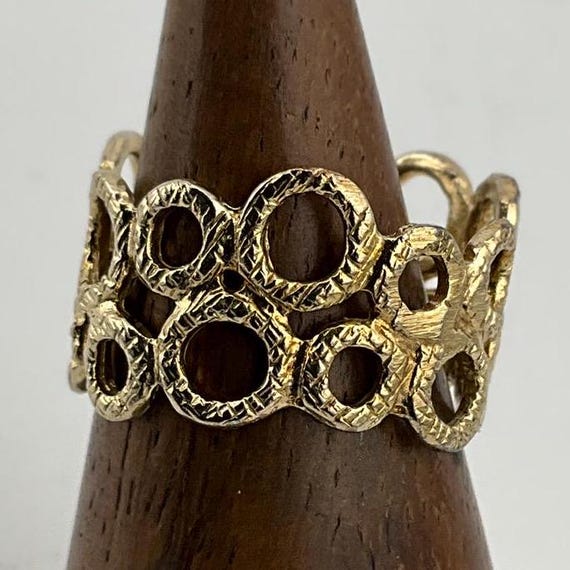 Vintage Sterling Silver Circle Pattern Statement … - image 1