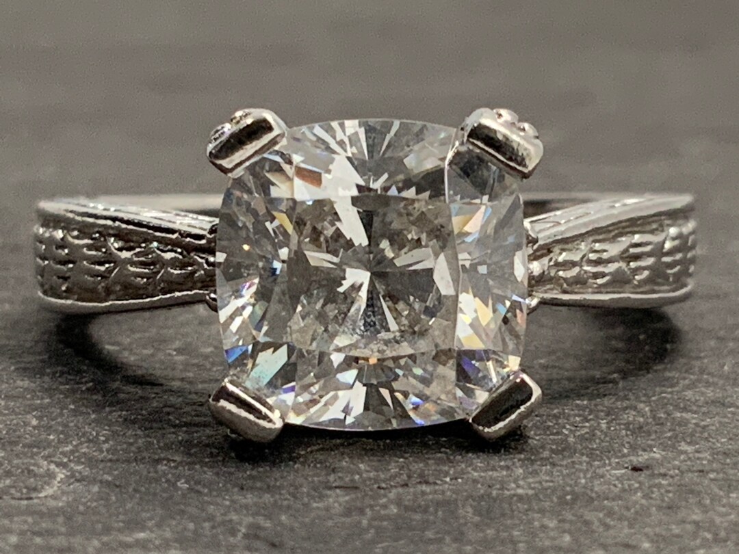 Vintage Sterling Silver Cubic Zirconia Statement Ring Size Etsy