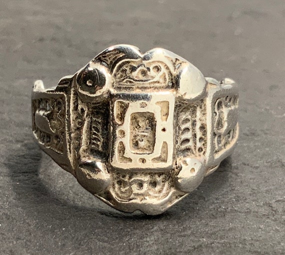 Vintage Sterling Silver Fancy Statement Ring, UK … - image 1