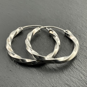 Vintage Sterling Silver Twisted Hoop Earrings