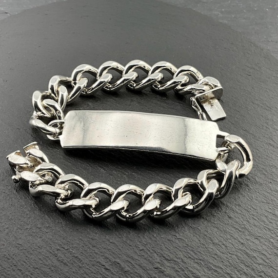 Vintage Chunky, Heavy Sterling Silver ID Bracelet - Etsy
