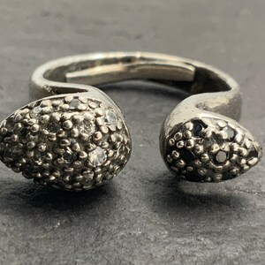 Vintage Cubic Zirconia Stacker Spacer Sterling Silver Statement Ring, UK Size L, US Size 5 1/2, EU Size 50 3/4