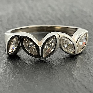 Vintage Cubic Zirconia Sterling Silver Statement Ring, UK Size R, US Size 8 3/4, EU Size 58 1/2