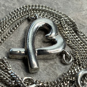 Vintage Sterling Silver Twist Heart Pendant Necklace
