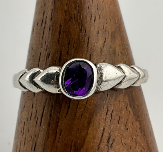 Vintage Amethyst Sterling Silver Statement Ring, … - image 10