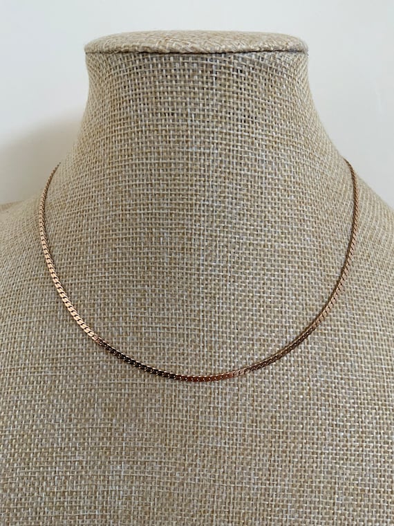 Vintage Solid 9ct Rose Gold Curb Link Necklace - image 8