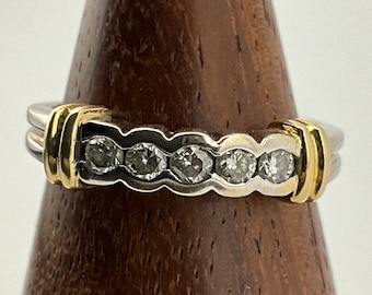 Vintage 18kt witgouden diamanten bandring, maat J 1/2, Amerikaanse maat 5, EU-maat 49