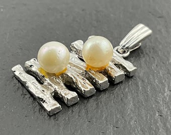 Vintage parel abstracte sterlingzilveren hanger ketting