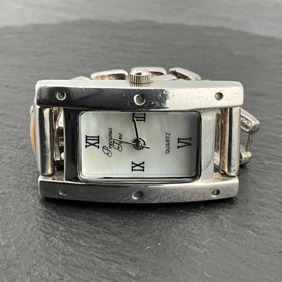 Vintage Solid Sterling Silver Mother of Pearl Wrist Watch - Etsy display picture 1