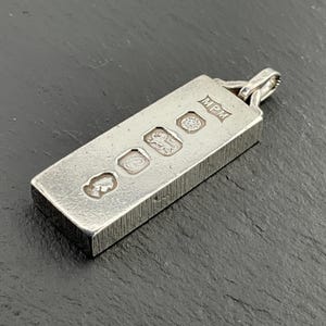 Vintage Heavy Hallmark Ingot Sterling Silver Pendant