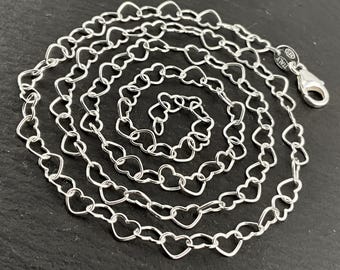 Vintage Sterling Silver Dainty Interlocking Heart Necklace