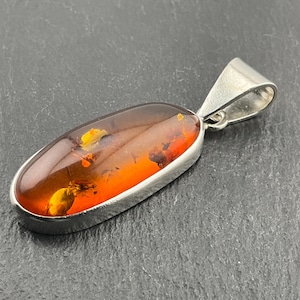 Vintage Amber Sterling Silver Pendant