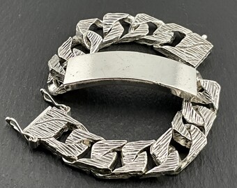 Vintage Chunky Sterling Silver ID Bracelet - Etsy