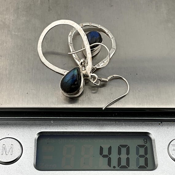 Orecchini Pendenti A Goccia In Argento Sterling 925 Con Labradorite Iridiscente - Lunghi 6 Cm, Eleganti E Confortevoli - 2
