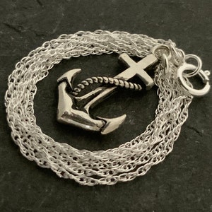 アクセサリー vintage silver925 anchor chaine necklace Anchor Silver Chain Necklace. 28g/1oz, 22' (55cm). Solid