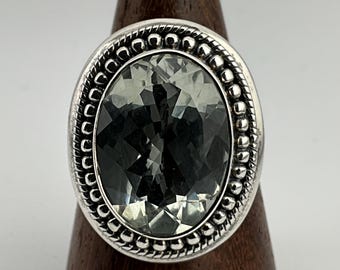 Bague Vintage En Argent Massif 925 – Pierre Verte, Taille 54 – Très Bon état (petits éclats Sur Pierre)