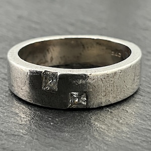 Vintage Cubic Zirconia Sterling Silver Band Ring, UK Size O, US Size 7, EU Size 54
