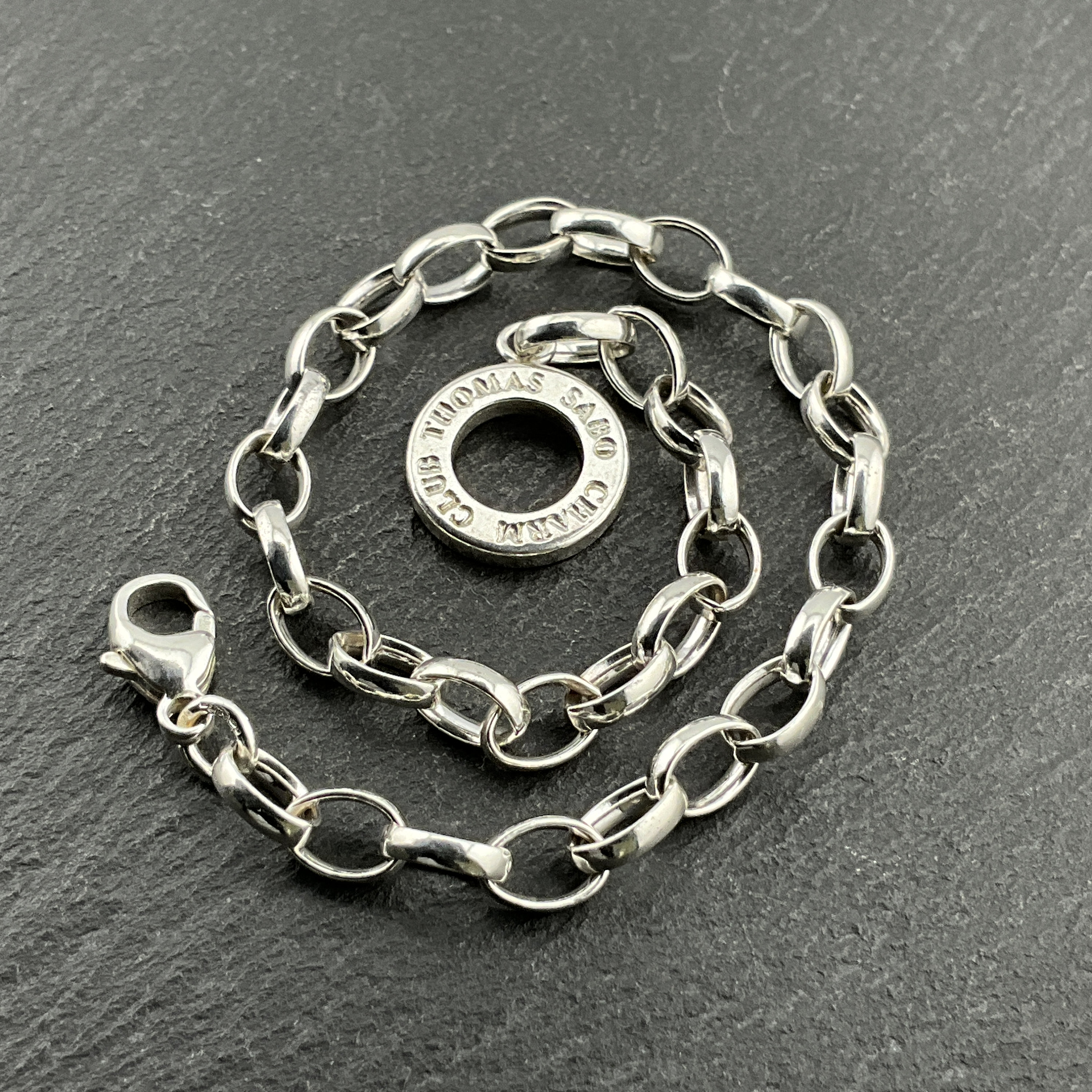 THOMAS SABO Bracciale unisex Talismano turchese argento sterling 925 annerito A1923-878-17, 17 cm, Gemma Argento sterling, Turchese sintetico