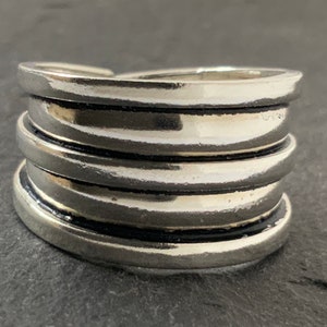 Vintage Sterling Silver Wide Band Ring, Size N