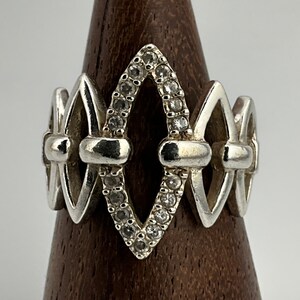 Vintage Cubic Zirconia Sterling Silver Statement Ring, UK Size Q1/2, US Size 8 1/2, EU Size 58