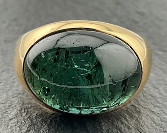 Vintage schwerer 18 Karat Gold Turmalin Cluster Ring, UK Größe M1 / 2, US Größe 61/4, EU Größe 52