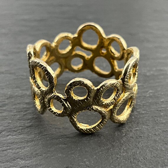 Vintage Sterling Silver Circle Pattern Statement … - image 3