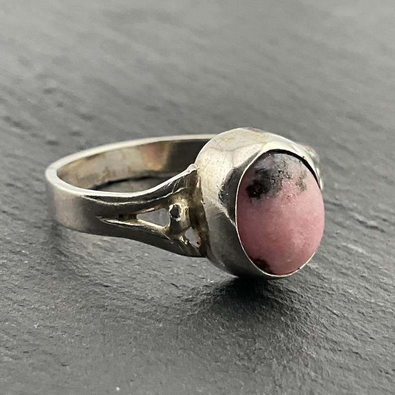 Vintage Rhodonite Sterling Silver Solitaire Ring, UK Size O, US Size 7 ...