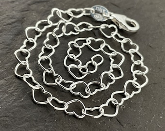 Vintage Solid Sterling Silver Interlocking Hearts Bracelet