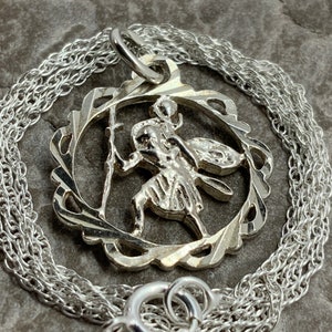 Vintage Solid Sterling Silver St Christopher Pendant Necklace