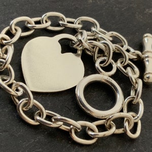 Silver Heart T Bar Chain Bracelet - Etsy
