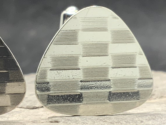 Vintage Sterling Silver Solid Engine Turned Cuffl… - image 3